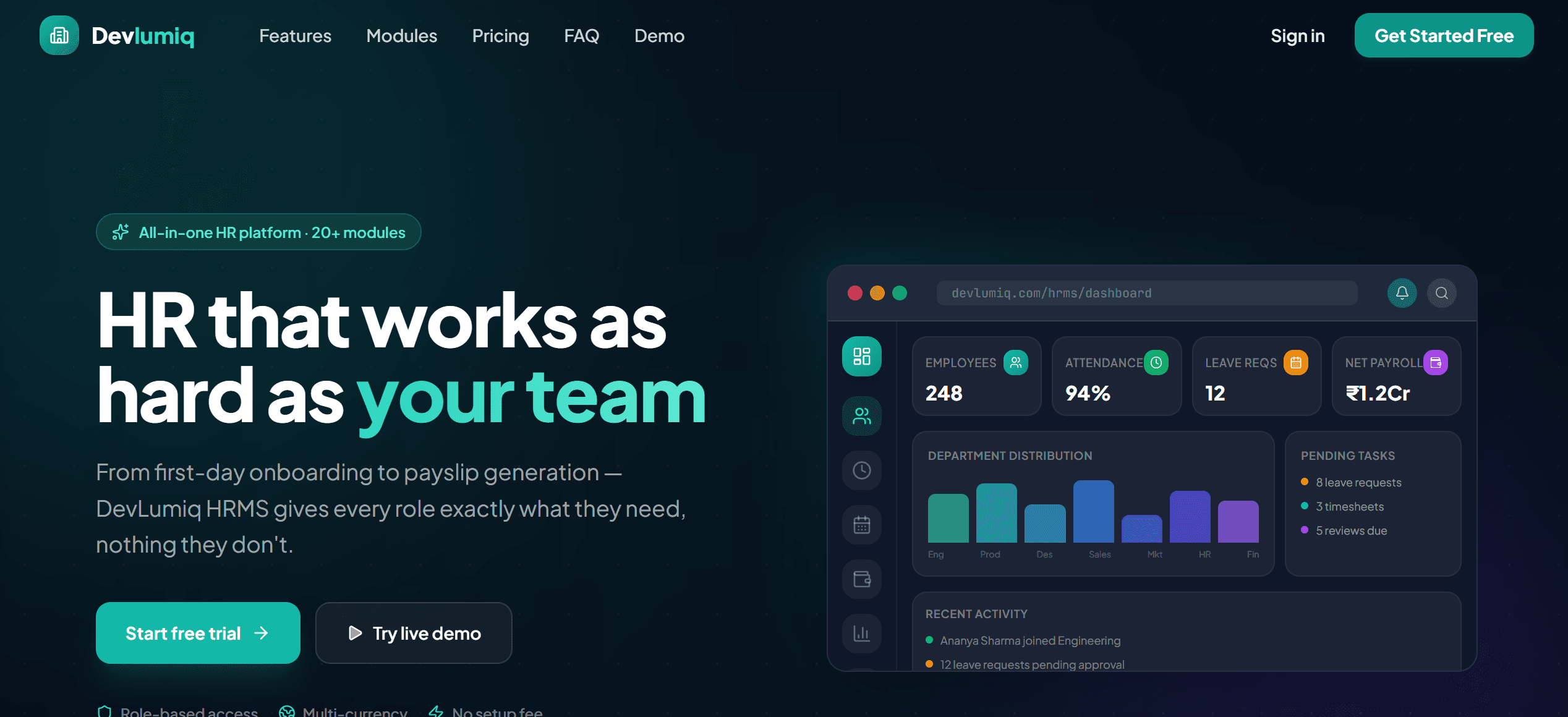 DevLumiq HRMS – Modern human resource management system for HR teams